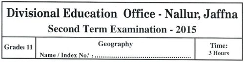 Grade 11 | Geography | English medium | Term 2 | 2015