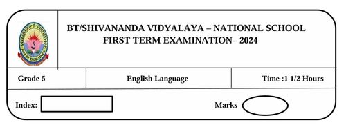 English | Grade 5 | English medium | Term 1 | 2024