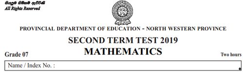 Grade 7 | Mathematics | English medium | Term 2 | 2019