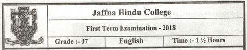 Grade 7 | English | English medium | Term 1 | 2018