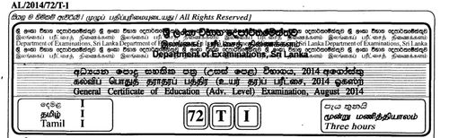 தரம் 13 | தமிழ் | தமிழ் மூலம் | கடந்த கால வினாத்தாள் | 2014