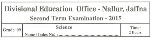 Grade 9 | Science | English medium | Term 2 | 2015