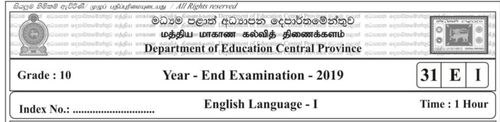 Grade 10 | English | English medium | Term 3 | 2019