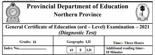 Grade 11 | Geography | English medium | Model paper | 2021