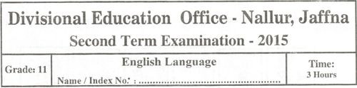 Grade 11 | English | English medium | Term 2 | 2015