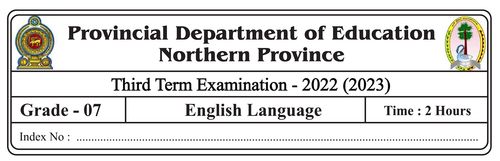 Grade 7 | English | English medium | Term 3 | 2022