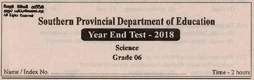 Grade 6 | Science | English medium | Term 3 | 2018