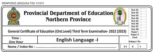 Grade 11 | English | English medium | Term 3 | 2022