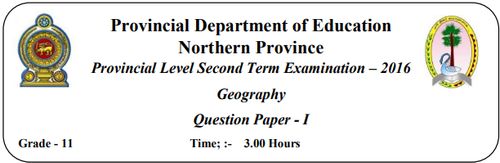 Grade 11 | Geography | English medium | Term 2 | 2016