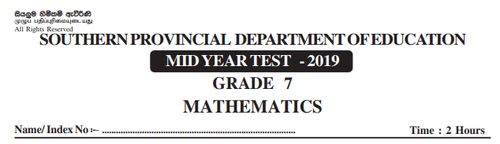 Grade 7 | Mathematics | English medium | Term 2 | 2019