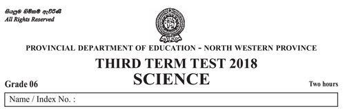 Grade 6 | Science | English medium | Term 3 | 2018