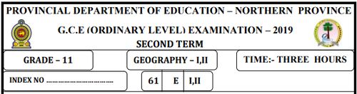 Grade 11 | Geography | English medium | Term 2 | 2019