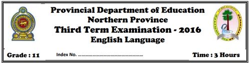 Grade 11 | English | English medium | Term 3 | 2016