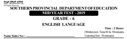 Grade 6 | English | English medium | Term 2 | 2019