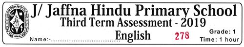 Grade 1 | English | English medium | Term 3 | 2019