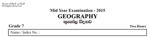 Grade 7 | Geography | English medium | Term 2 | 2015