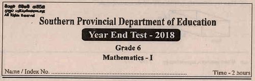 Grade 6 | Mathematics | English medium | Term 3 | 2018