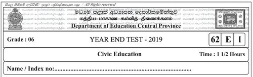 Grade 6 | Civic Education | English medium | Term 3 | 2019