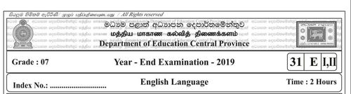 Grade 7 | English | English medium | Term 3 | 2019