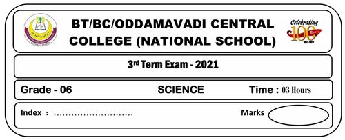 Grade 6 | Mathematics | English medium | Term 3 | 2021