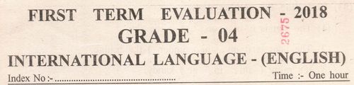 English | Grade 4 | English medium | Term 1 | 2018