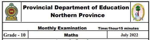 Mathematics | Grade 10 | English medium | Model paper | 2022