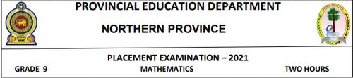 Grade 9 | Mathematics | English medium | Model paper | 2021