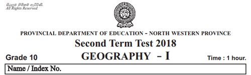 Grade 10 | Geography | English medium | Term 2 | 2018