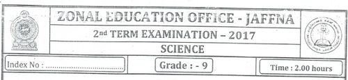 Grade 9 | Science | English medium | Term 2 | 2017