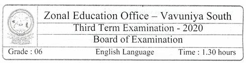 Grade 6 | English | English medium | Term 3 | 2020