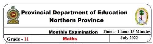 Grade 11 | Mathematics | English medium | Model paper | 2022