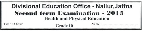 Health | Grade 10 | English medium | Term 2 | 2015