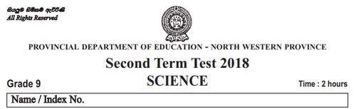 Grade 9 | Science | English medium | Term 2 | 2018