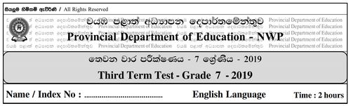 Grade 7 | English | English medium | Term 3 | 2019