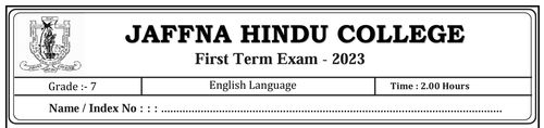 Grade 7 | English | English medium | Term 1 | 2023