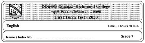 Grade 7 | English | English medium | Term 1 | 2020