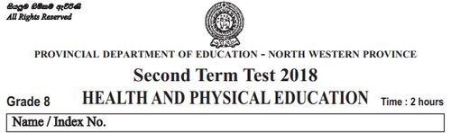 Health | Grade 8 | English medium | Term 2 | 2018