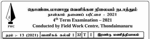 Grade 13 | Business Studies | Tamil medium | FWC Term 4 | 2021