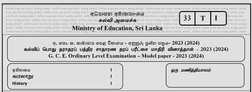 Grade 11 | History | Tamil medium | Model paper | 2023