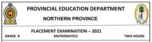 Mathematics | Grade 8 | English medium | Model paper | 2021