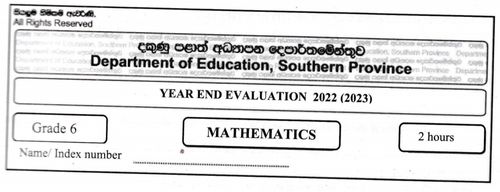 Grade 6 | Mathematics | English medium | Term 3 | 2022