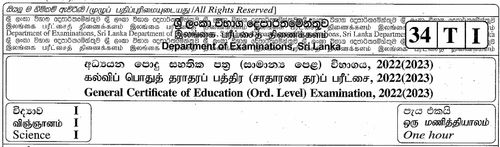 Grade 11 | Science | Tamil medium | Past paper | 2022