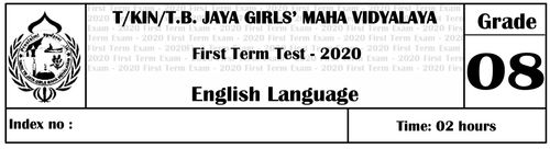 English | Grade 8 | English medium | Term 1 | 2020