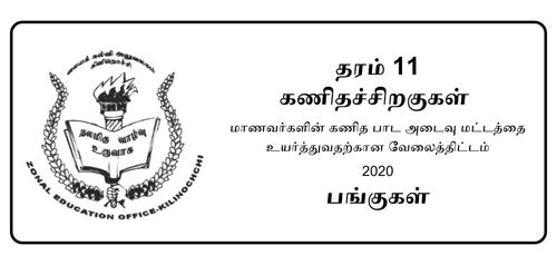 Grade 11 | Mathematics | Tamil medium | Model paper | 2020