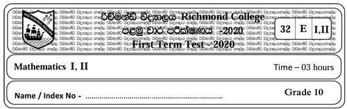 Grade 10 | Mathematics | English medium | Term 1 | 2020