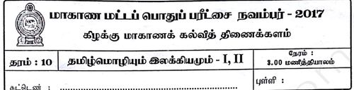 Grade 10 | Tamil | தமிழ் medium | Term 3 | 2017