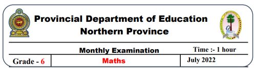 Grade 6 | Mathematics | Tamil medium | Model paper | 2022