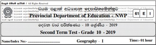 Geography | Grade 10 | English medium | Term 2 | 2019