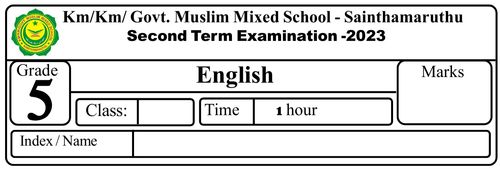 Grade 5 | English | English medium | Term 2 | 2023