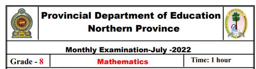 Mathematics | Grade 8 | English medium | Model paper | 2022